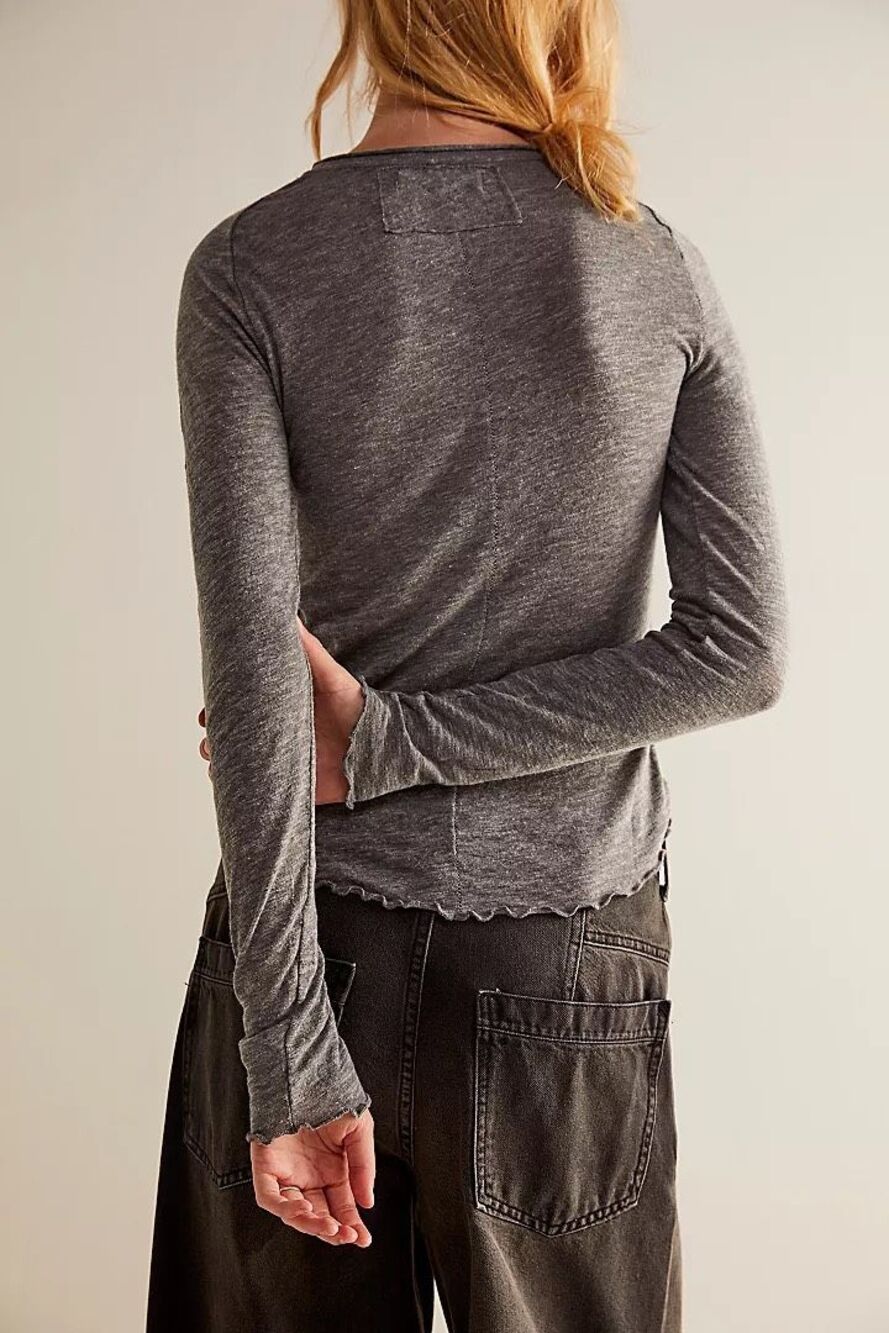 Free People X We The Free Be My Baby Tee long sleeve gray M NEW